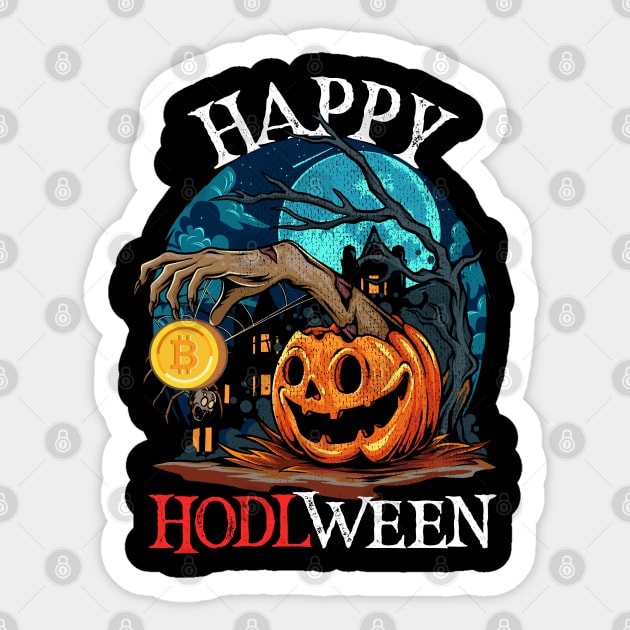 Funny Crypto Halloween Geek BTC Hodl Bitcoin Meme Sticker by cranko